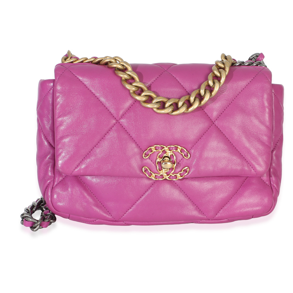 Chanel Purple Quilted Lambskin Medium Chanel 19 Flap Bag